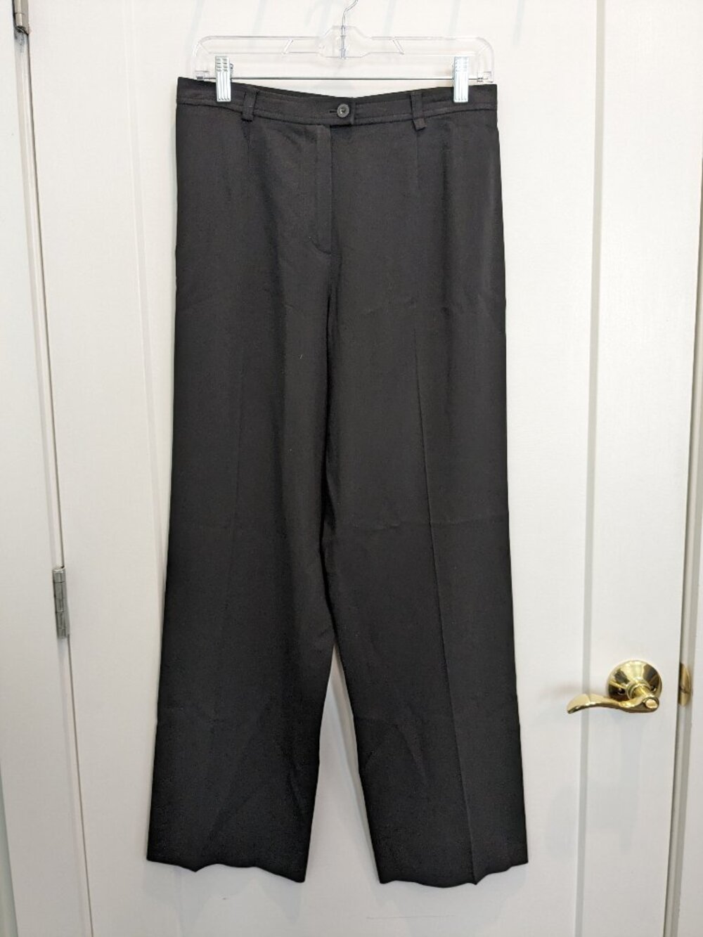 Escada Women Size S/M Black Fine Wool Tailored Trousers Zip Button Slacks Office